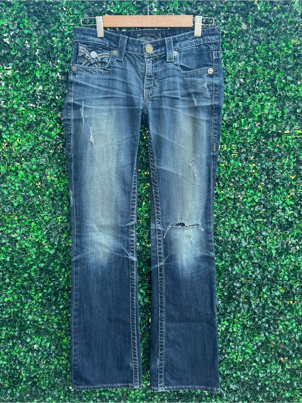 Big Star Distressed Dark Blue Womens Jeans